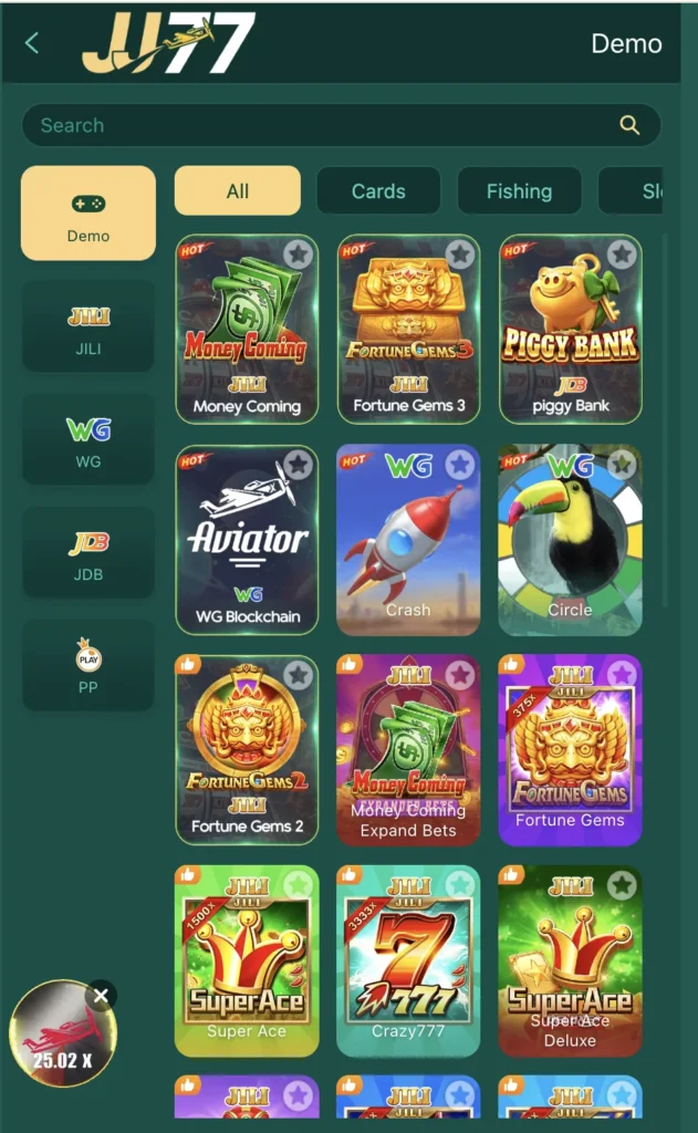 Game Types and Categories in J777 Game

J777 Game provides a wide range of mobile casino games and online slot games for users who enjoy variety. The platform includes skill based games and luck based games to match different play styles. Popular options include live card games, teen patti game, andar bahar game, dragon tiger game, baccarat card game, and roulette wheel game. Users can also access fishing arcade games, jackpot winning games, and bingo number game for quick results.